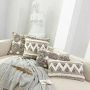 GobekUsa Boho Style Tufted Cushion Cover with Tassel, Gray Embroidery, 45x45cm