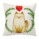 GobekUsa Cartoon Cat Linen Pillowcase 45x45cm Couple Love Cushion Covers for Living Room