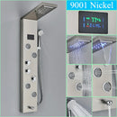 GobekUsa LED Shower Panel Column Faucet with Rainfall Waterfall, Back Jet, Mixer Tap