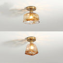 GobekUsa Amber Glass LED Ceiling Lights Modern Home Lighting Copper Socket