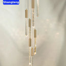 GobekUsa Crystal Chrome LED Chandelier: Luxury Duplex Stair Loft Pendant Light for Living Room