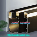 GobekUsa Black Aluminium LED Profile for Recessed Skirting with Silicone Cover