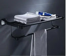 GobekUsa Aluminum Black Bathroom Hardware Set: Towel Holder, Paper Holder, Corner Shelf, Towel Rack, Toilet Brush Holder