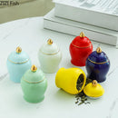 GobekUsa Gold Tea Canister Ceramic Storage Jar with Lid for Desk Decoration