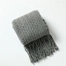 GobekUsa Geometric Knit Sofa Blanket with Tassels