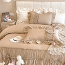 GobekUsa Cake Layers Cotton Duvet Set: Ruffles, Bedspread, Sheet, Pillowcases