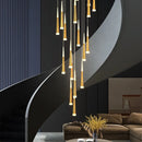 GobekUsa Black Stair Chandelier: Modern Duplex Living Room Dining Room LED Ceiling Light