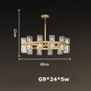 GobekUsa Crystal Black Gold Luxury LED Hanging Pendant Light for Living Room
