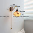 GobekUsa LED Tiffany Style Wall Lights Pull Chain Sconce Colorful Glass Stair Fixture