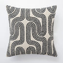 GobekUsa Geometric Embroidered Cushion Cover in Modern Beige and Black