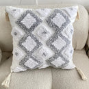 GobekUsa Geometric Tufted Tassel Cushion Cover Cotton Canvas Fall Pillow Cover