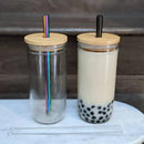 GobekUsa Glass Boba Smoothie Cup with Bamboo Lid & Stainless Steel Straw