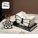 GobekUsa Butterfly Ceramic Tissue Box - Decorative Bedside Table Paper Towel Case