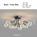 GobekUsa Black Gold Chandelier with Clear Star Glass Ball Pendant Lights