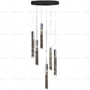 GobekUsa Crystal Loft Chandelier for Duplex Living Room & Stairwell, Long Hanging Lighting