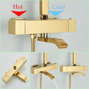 GobekUsa Golden Thermostatic Shower Faucet Set with Rainfall Shower Column and 3-Way Mixer