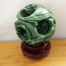 GobekUsa Jade & Stone Dragon Phoenix Ball Set Feng Shui Decor