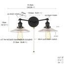 GobekUsa Industrial LED Wall Light Fixture with Glass Pull Chain Switch - 2 Heads