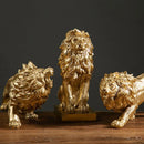 GobekUsa Golden Lion King Resin Figurines: Luxury Desktop Ornaments for Home & Office