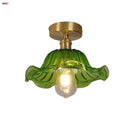 GobekUsa Green Flower Glass LED Ceiling Light Fixture - Nordic Modern Design