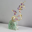 GobekUsa Amethyst Brass Tree Ornament: Lucky Crystal Sculpture Home Decor