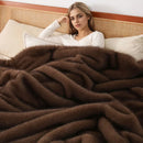 GobekUsa Luxe Faux Fox Plush Blanket: Thick, Warm, Soft Sofa Cover - High-Quality Solid Color
