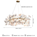 GobekUsa Gold Branches Chandelier Porcelain Leaves Pendant Lights