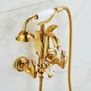 GobekUsa Gold Swan Bathtub & Shower Faucet Set - Wall Mounted Bathroom Mixer Tap