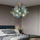GobekUsa Blue Glass Luxury Brass Ceiling Pendant Light - Creative Flower Design