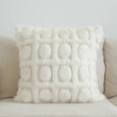GobekUsa Cream Geometric Faux Fur Pillow Case for Luxury Home Decor