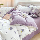 GobekUsa Cartoon Heart Floral Print Duvet Set with Bed Sheet & Pillowcases