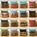 GobekUsa Cartoon Dog Car Drive Pillow Cover 45x45cm Linen Sofa Home Decor