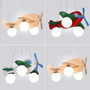 GobekUsa Kids Wood Airplane Chandelier LED Nursery Aircraft Suspension Lights