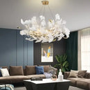 GobekUsa Leaf Branch Ceramic Chandelier | Modern Golden Lighting Fixture for Living Room