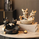 GobekUsa French Bulldog Butler Statue, Resin Animal Sculpture, Home & Office Decor Gift