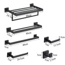 GobekUsa Black Bathroom Set: Towel Holder, Paper Holder, Gold Rod, Robe Hook - Stainless Steel Accessories