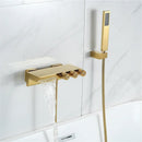 GobekUsa Gold/Black Tub Shower Set Wall Mount Waterfall Mixer Tap Brass Rotatable