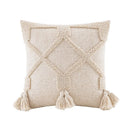 GobekUsa Boho Beige White Tufted Tassel Pillow Cover Set