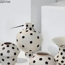 GobekUsa Black Polka Dot Ceramic Vase for Table Flower Arrangement and Room Decor