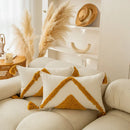 GobekUsa Geometric Tufted Tassel Cushion Cover - Modern Boho Sofa Decor