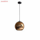 GobekUsa Glass Pendant Lights 15cm/20cm Round Ball Hanging Lamp in Golden/Copper/Silver Plating