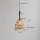 GobekUsa Copper Ceramic LED Pendant Lamp with Wood Handle for Home Decor