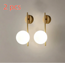 GobekUsa Gold LED Glass Ball Wall Lamp: American Style Aisle Sconce for Bedroom, Study, and Corridor