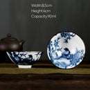 GobekUsa Blue and White Porcelain Hand-Painted Tea Cups - Set of 1
