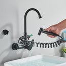 GobekUsa Black SUS 304 Wall Mounted Gourmet Kitchen Faucet with Extendable Bidet
