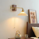 GobekUsa Ceramic Copper LED Wall Light | Modern Bedside Lamp with Pull Chain Switch