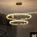 GobekUsa Golden Round Crystal Chandelier | Nordic Luxury LED Halo Chandelier for Living Room