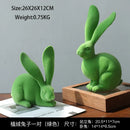 GobekUsa Abstract Rabbit Figurines: Flocking Bunny Resin Art Decor Ornaments
