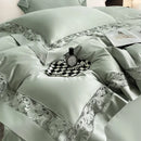 GobekUsa Lace Embroidery 1200TC Egyptian Cotton 4Pcs Bedding Set with Wide Hollow Design