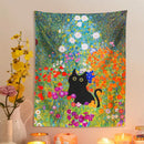 GobekUsa Garden Cat Tapestry Wall Hanging - Psychedelic Bohemia Room Art Home Decor